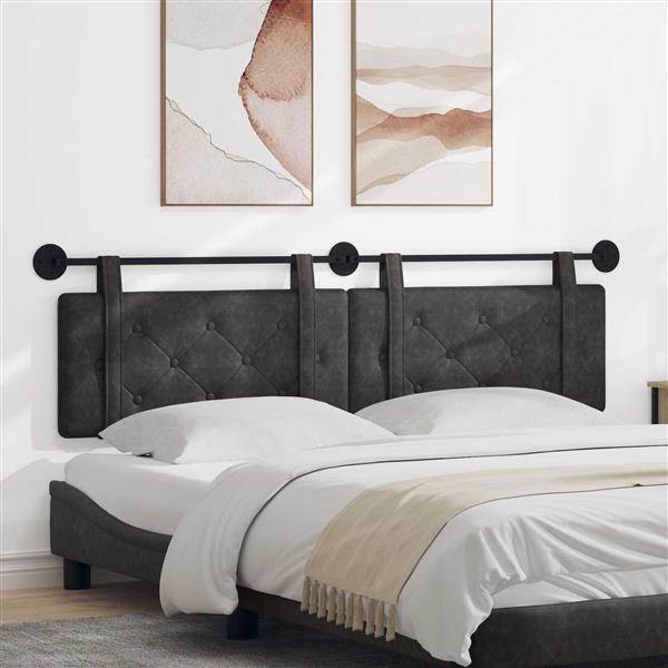 Grote foto vidaxl hangend hoofdeinde zwart 190 x 55 x 5 cm antiek pu antiek en kunst stoelen en banken