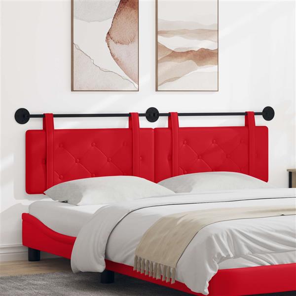 Grote foto vidaxl hangend hoofdeinde wandgemonteerd rood 190 x 55 x 5 cm nep leer antiek en kunst stoelen en banken