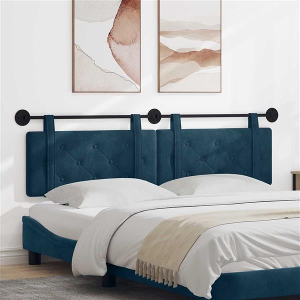 Grote foto vidaxl hangend hoofdeinde wandgemonteerd blauw 190 x 55 x 5 cm fluweel antiek en kunst stoelen en banken