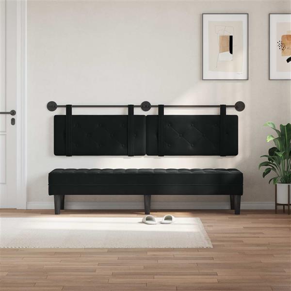 Grote foto vidaxl hangend hoofdeinde wandgemonteerd zwart 190 x 55 x 5 cm fluweel antiek en kunst stoelen en banken