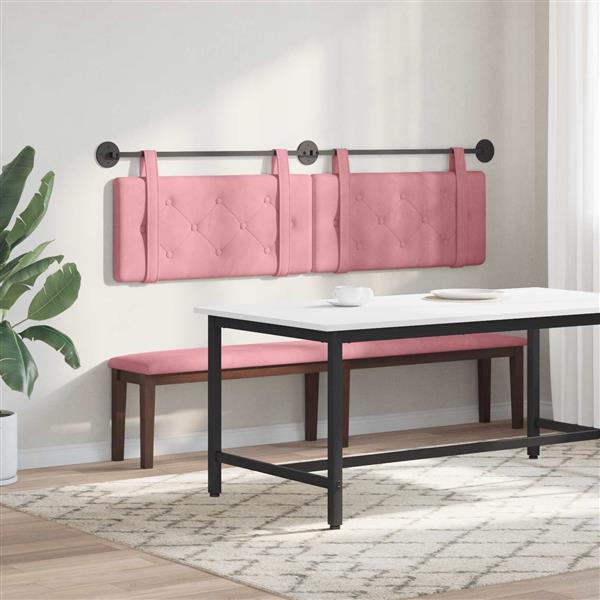 Grote foto vidaxl hangend hoofdeinde wandgemonteerd roze 190 x 55 x 5 cm fluweel antiek en kunst stoelen en banken