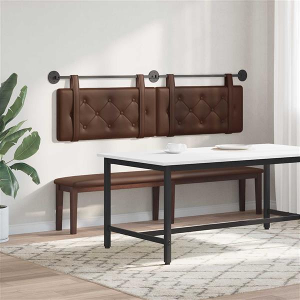 Grote foto vidaxl hangend hoofdeinde bruin 170 x 55 x 5 cm nep leer antiek en kunst stoelen en banken