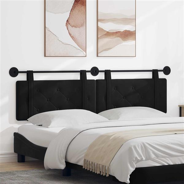Grote foto vidaxl hangend hoofdeinde wandgemonteerd zwart 170 x 55 x 5 cm fluweel antiek en kunst stoelen en banken
