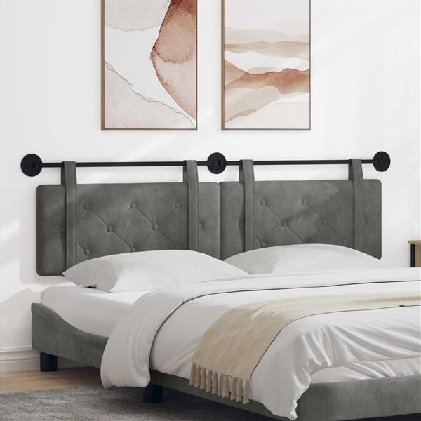 Grote foto vidaxl hangend hoofdeinde donkergrijs 170 x 55 x 5 cm fluweel antiek en kunst stoelen en banken