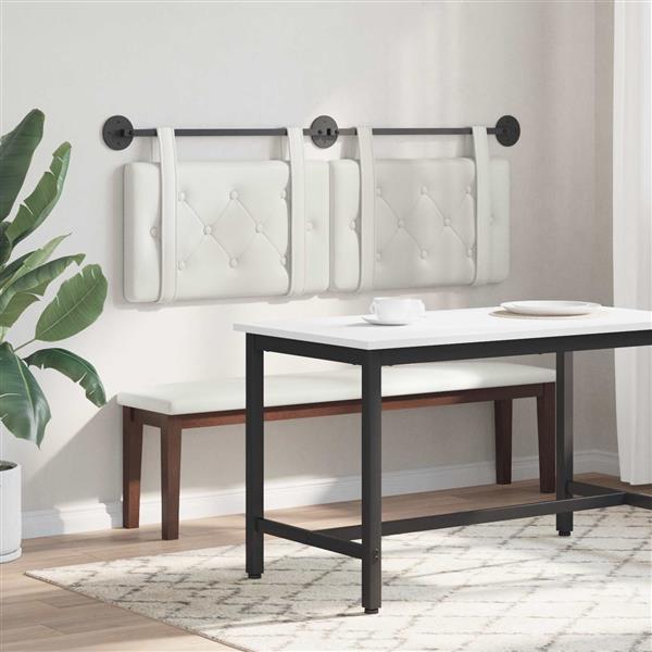 Grote foto vidaxl hangend hoofdeinde wandgemonteerd wit 150 x 55 x 5 cm nep leer antiek en kunst stoelen en banken