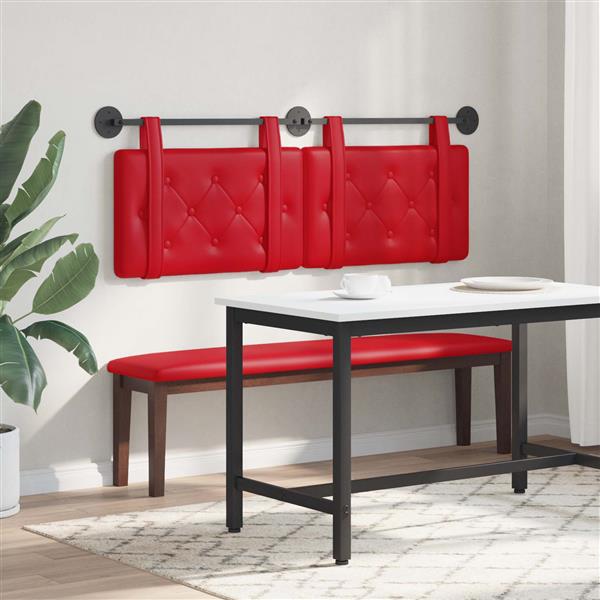 Grote foto vidaxl hangend hoofdeinde wandgemonteerd rood 150 x 55 x 5 cm nep leer antiek en kunst stoelen en banken