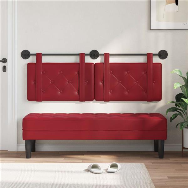 Grote foto vidaxl hangend hoofdeinde wijnrood 150 x 55 x 5 cm nep leer antiek en kunst stoelen en banken
