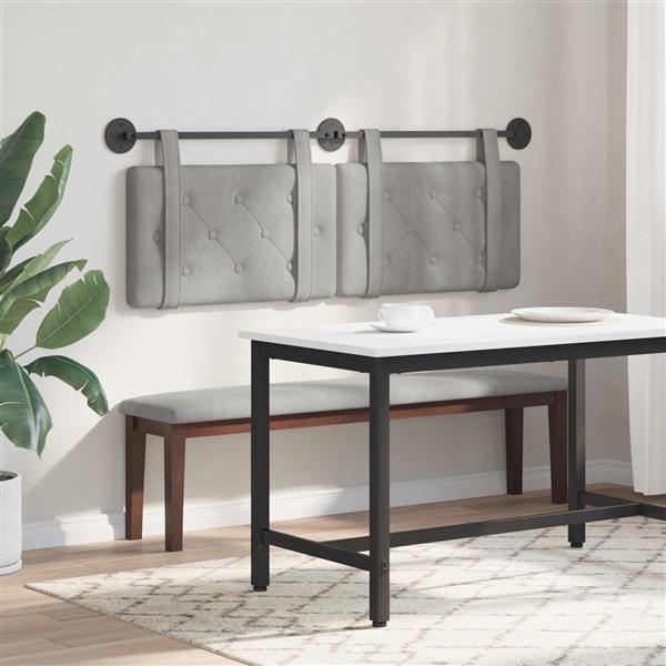 Grote foto vidaxl hangend hoofdeinde lichtgrijs 150 x 55 x 5 cm fluweel antiek en kunst stoelen en banken