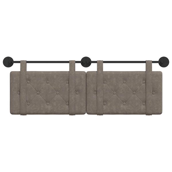 Grote foto vidaxl hangend hoofdeinde grijs 130 x 55 x 5 cm antiek pu antiek en kunst stoelen en banken