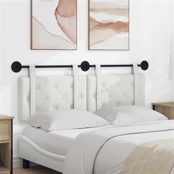Grote foto vidaxl hangend hoofdeinde wandgemonteerd wit 130 x 55 x 5 cm nep leer antiek en kunst stoelen en banken