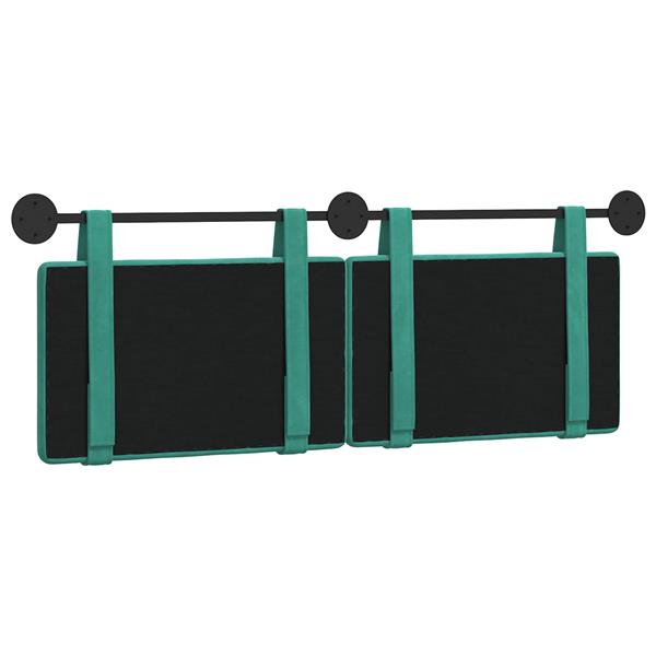 Grote foto vidaxl hangend hoofdeinde turquoise 130 x 55 x 5 cm fluweel antiek en kunst stoelen en banken
