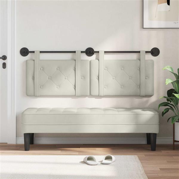 Grote foto vidaxl hangend hoofdeinde wandgemonteerd cr me 130 x 55 x 5 cm fluweel antiek en kunst stoelen en banken