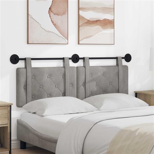 Grote foto vidaxl hangend hoofdeinde lichtgrijs 130 x 55 x 5 cm fluweel antiek en kunst stoelen en banken