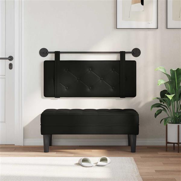 Grote foto vidaxl hangend hoofdeinde wandgemonteerd zwart 100 cm nep leer antiek en kunst stoelen en banken