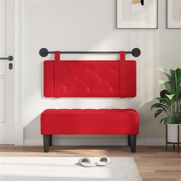 Grote foto vidaxl hangend hoofdeinde wandgemonteerd rood 100 cm nep leer antiek en kunst stoelen en banken