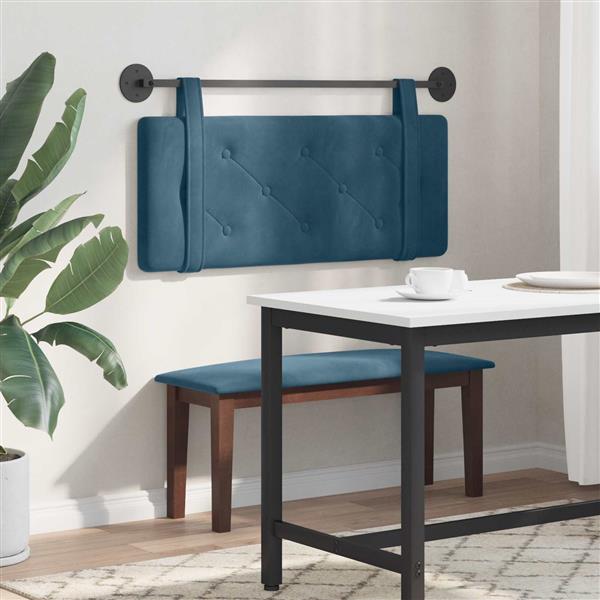 Grote foto vidaxl hangend hoofdeinde wandgemonteerd blauw 110 x 55 x 5 cm fluweel antiek en kunst stoelen en banken