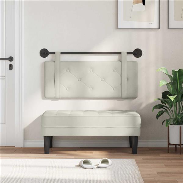 Grote foto vidaxl hangend hoofdeinde wandgemonteerd cr me 110 x 55 x 5 cm fluweel antiek en kunst stoelen en banken