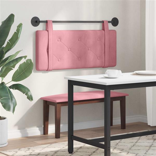 Grote foto vidaxl hangend hoofdeinde wandgemonteerd roze 110 x 55 x 5 cm fluweel antiek en kunst stoelen en banken