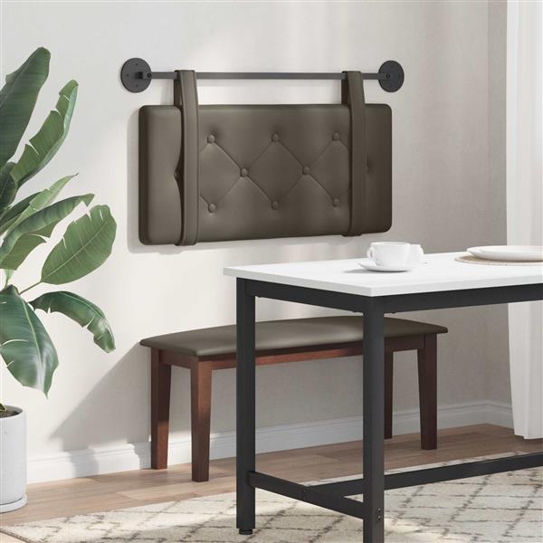 Grote foto vidaxl hangend hoofdeinde wandgemonteerd grijs 90 cm nep leer antiek en kunst stoelen en banken
