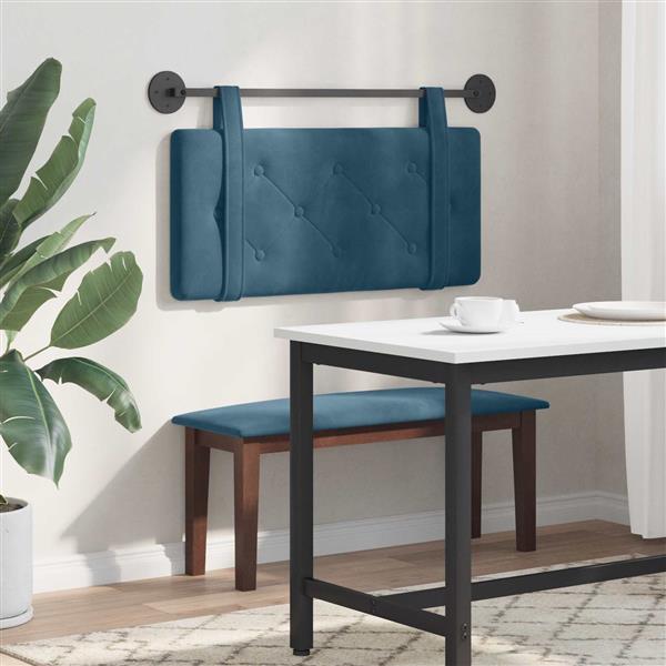Grote foto vidaxl hangend hoofdeinde wandgemonteerd blauw 100 x 55 x 5 cm fluweel antiek en kunst stoelen en banken