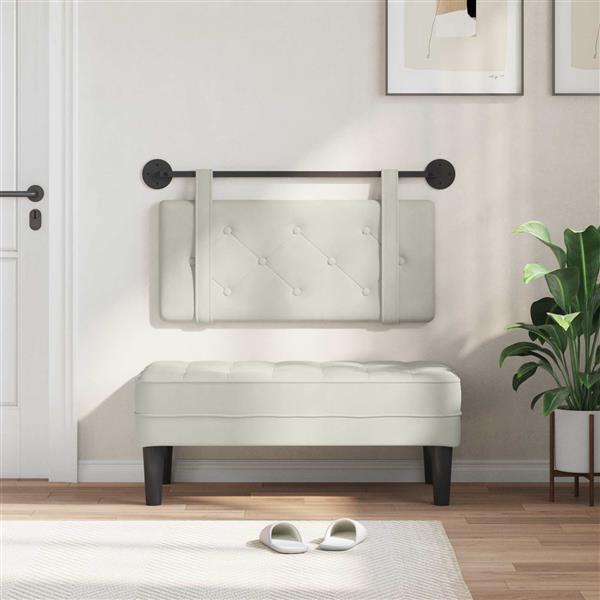 Grote foto vidaxl hangend hoofdeinde wandgemonteerd cr me 100 x 55 x 5 cm fluweel antiek en kunst stoelen en banken