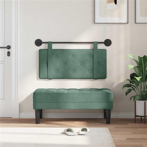 Grote foto vidaxl hangend hoofdeinde zeegroen 90 x 55 x 5 cm fluweel antiek en kunst stoelen en banken