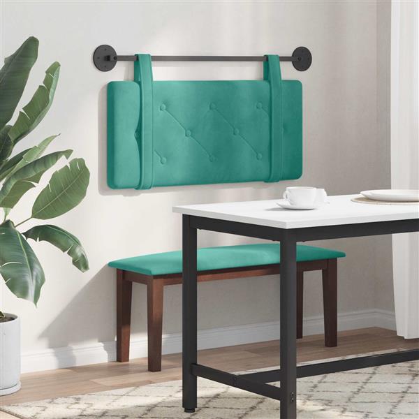 Grote foto vidaxl hangend hoofdeinde turquoise 90 x 55 x 5 cm fluweel antiek en kunst stoelen en banken