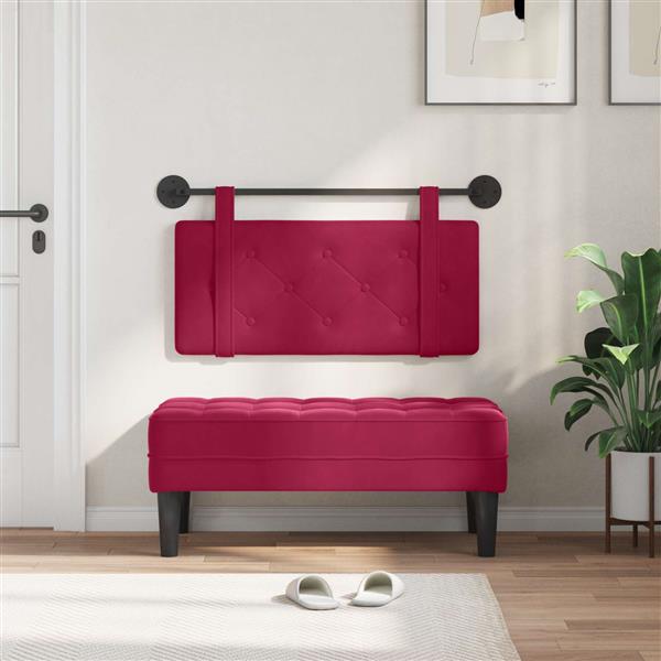 Grote foto vidaxl hangend hoofdeinde wijnrood 90 x 55 x 5 cm fluweel antiek en kunst stoelen en banken