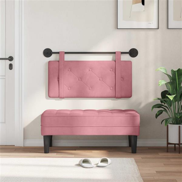 Grote foto vidaxl hangend hoofdeinde wandgemonteerd roze 90 x 55 x 5 cm fluweel antiek en kunst stoelen en banken