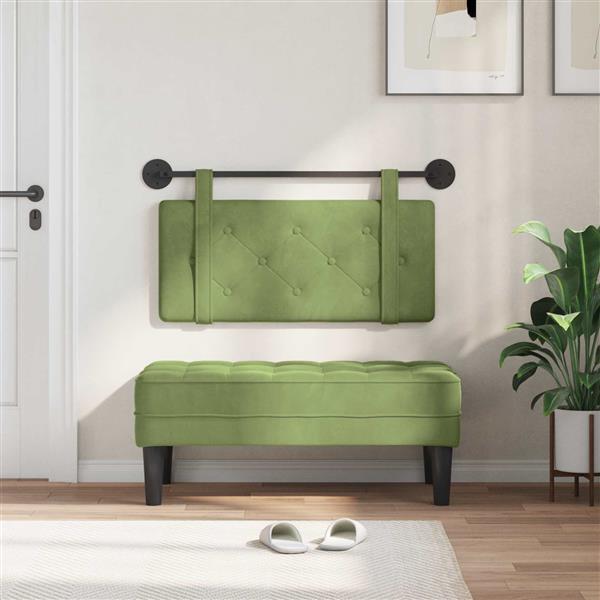 Grote foto vidaxl hangend hoofdeinde lichtgroen 90 x 55 x 5 cm fluweel antiek en kunst stoelen en banken