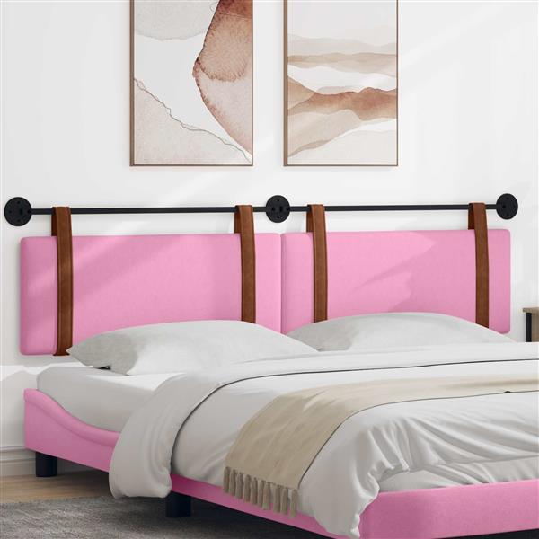 Grote foto vidaxl hangend hoofdeinde effen roze 210 x 55 x 5 cm antiek pu antiek en kunst stoelen en banken