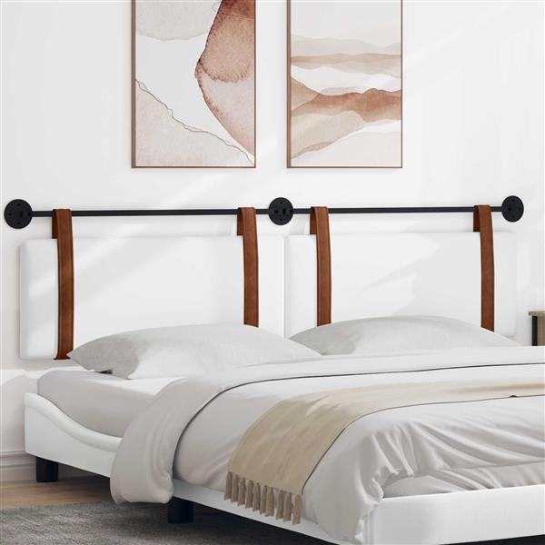 Grote foto vidaxl hangend hoofdeinde wandgemonteerd wit 210 x 55 x 5 cm antiek pu antiek en kunst stoelen en banken