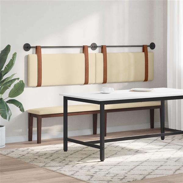 Grote foto vidaxl hangend hoofdeinde effen cr me 210 x 55 x 5 cm antiek pu antiek en kunst stoelen en banken