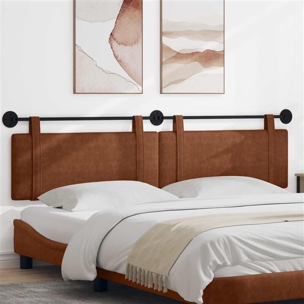 Grote foto vidaxl hangend hoofdeinde effen bruin 210 x 55 x 5 cm antiek pu antiek en kunst stoelen en banken