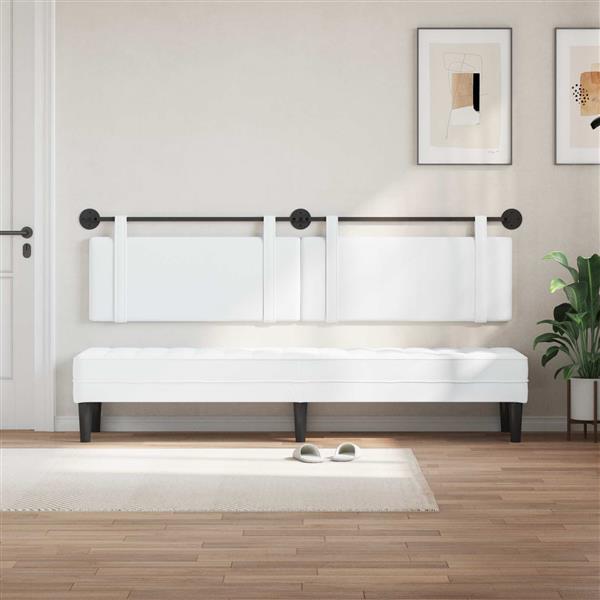 Grote foto vidaxl hangend hoofdeinde wandgemonteerd wit 210 x 55 x 5 cm stof antiek en kunst stoelen en banken
