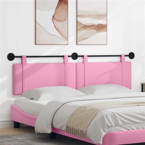 Grote foto vidaxl hangend hoofdeinde wandgemonteerd roze 190 x 55 x 5 cm stof antiek en kunst stoelen en banken