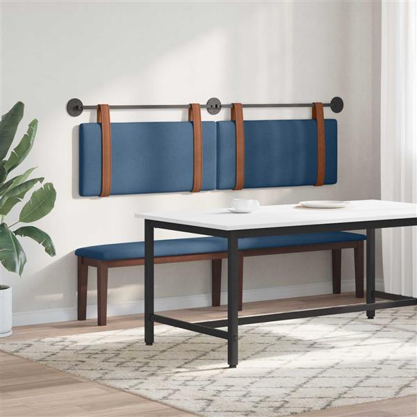 Grote foto vidaxl hangend hoofdeinde effen blauw 170 x 55 x 5 cm antiek pu antiek en kunst stoelen en banken