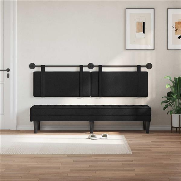 Grote foto vidaxl hangend hoofdeinde wandgemonteerd zwart 170 x 55 x 5 cm stof antiek en kunst stoelen en banken