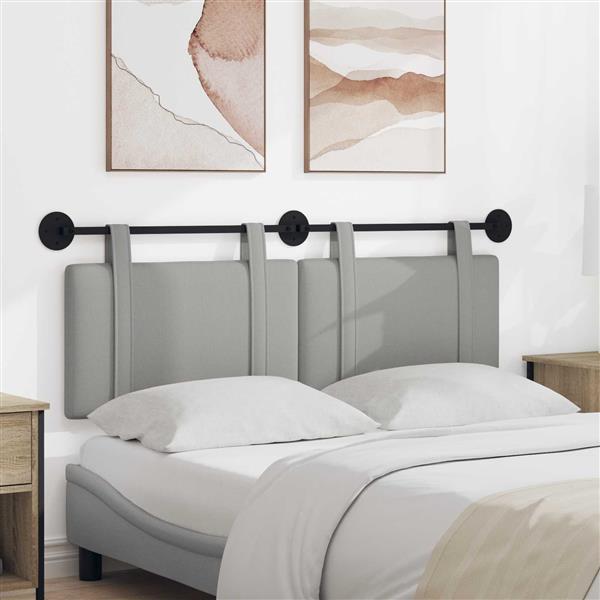 Grote foto vidaxl hangend hoofdeinde effen wolkengrijs 150 x 55 x 5 cm stof antiek en kunst stoelen en banken