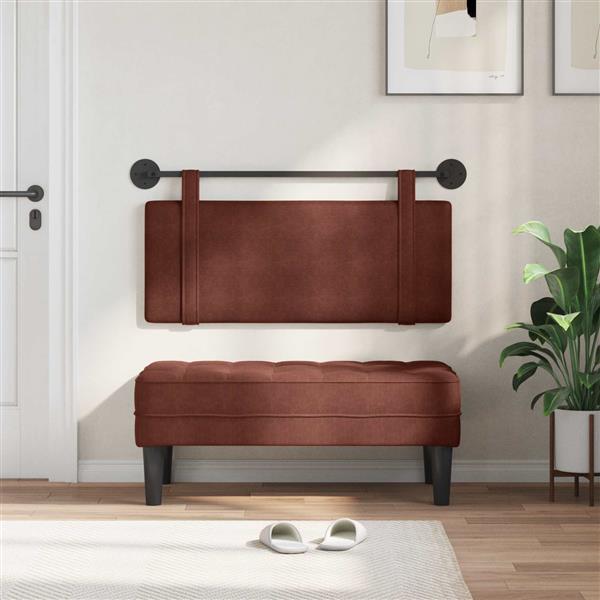 Grote foto vidaxl hangend hoofdbord glanzend bruin antiek pu antiek en kunst stoelen en banken