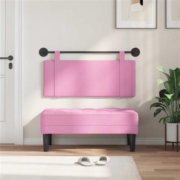 Grote foto vidaxl hangend hoofdeinde wandgemonteerd roze 110 x 55 x 5 cm stof antiek en kunst stoelen en banken