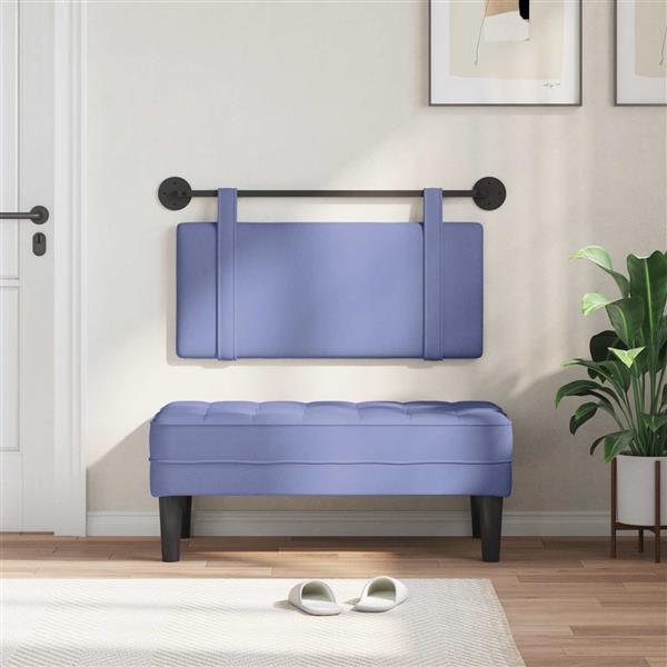 Grote foto vidaxl hangend hoofdeinde effen jeans blauw 100 x 55 x 5 cm stof antiek en kunst stoelen en banken