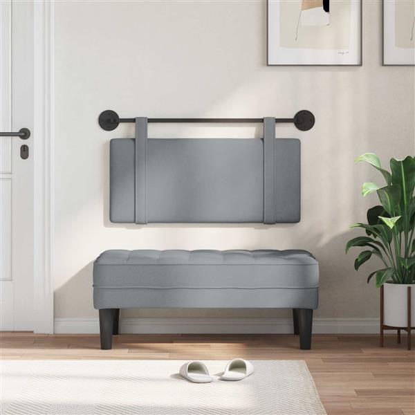 Grote foto vidaxl hangend hoofdeinde effen lichtgrijs 90 x 55 x 5 cm stof antiek en kunst stoelen en banken