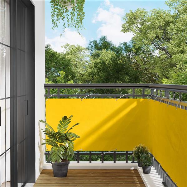Grote foto vidaxl balkon scherm geel 75 x 200 cm pu gecoat oxford alu tuin en terras overige tuin en terras