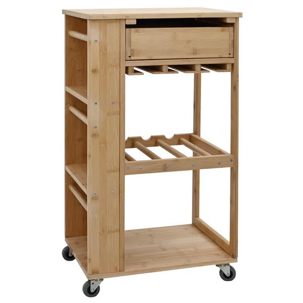 Grote foto vidaxl keukentrolley met wielen naturel 47 5 x 36 x 83 cm bamboe huis en inrichting keukenbenodigdheden
