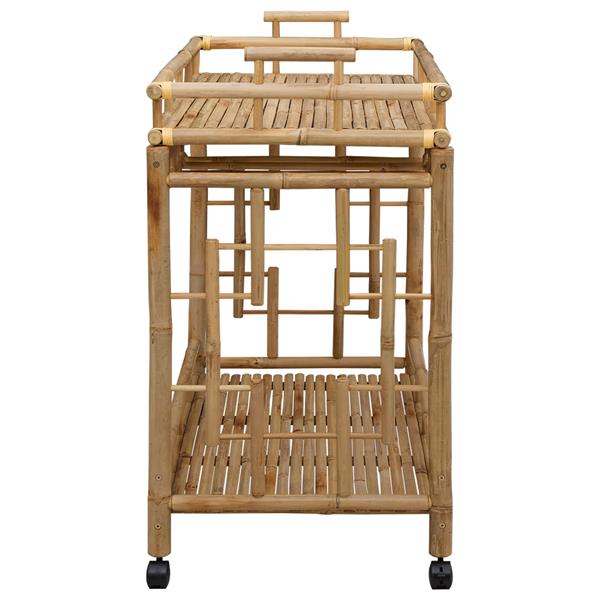 Grote foto vidaxl wijn trolley met wielen naturel 85 x 50 x 93 cm bamboe huis en inrichting keukenbenodigdheden