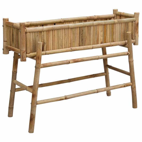 Grote foto vidaxl tuinplanter met houder naturel 100 x 38 x 74 cm bamboe tuin en terras overige tuin en terras