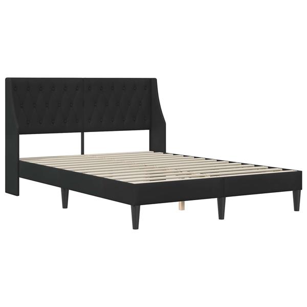 Grote foto vidaxl bedframe met hoofdeinde zwart 140 x 190 cm fluweel antiek en kunst stoelen en banken