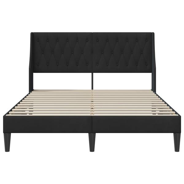 Grote foto vidaxl bedframe met hoofdeinde zwart 140 x 190 cm fluweel antiek en kunst stoelen en banken