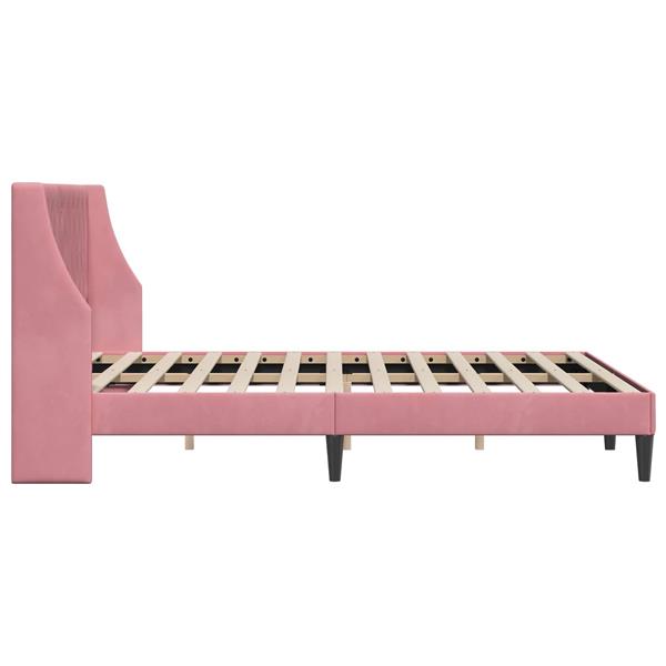 Grote foto vidaxl bedframe met hoofdeinde roze 140 x 190 cm fluweel antiek en kunst stoelen en banken